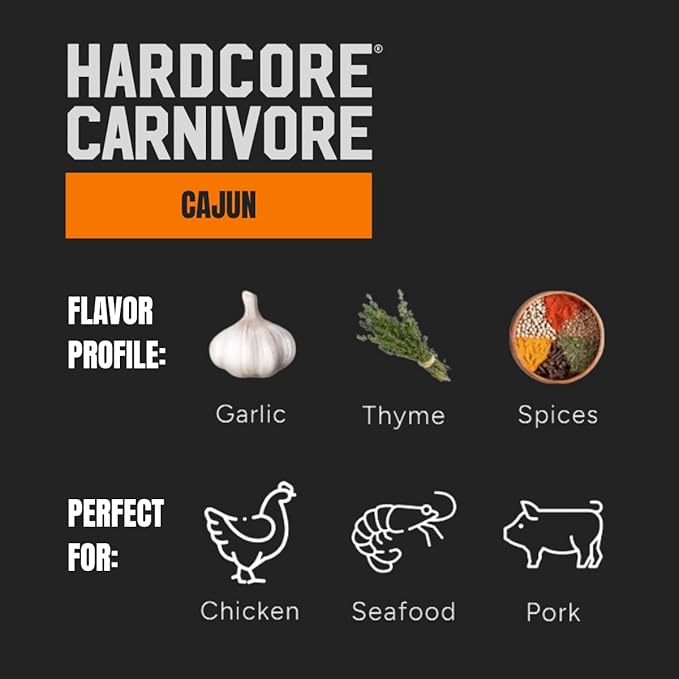 Hardcore Carnivore Cajun Seasoning (10.5 oz Shaker) Texas-Made, Authentic Blend for Gumbo, Red Beans and Rice, Jambalaya and More