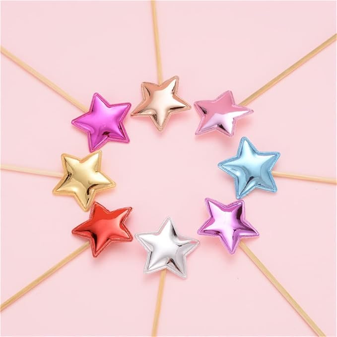 50Pcs Cupcake Toppers Heart Star and Crown Cupcake Picks Mini Cake Toppers Colorful Cake Decoration DIY Dessert Fruits Food Picks Party Decorative Accessories for Birthday Wedding Baby Shower (Star)