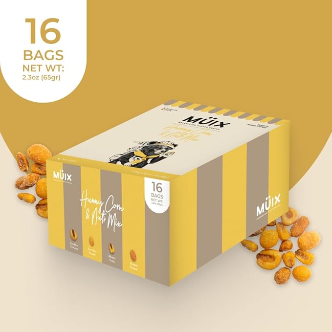 M체ix Snacks, Special Flavor Trail Mix, Honey Mix, Mix Snacks (XL Corn, TexMex Peanut, Honey Corn and Peanut) - 2.3 Ounce Bags (Pack of 16 Bags)