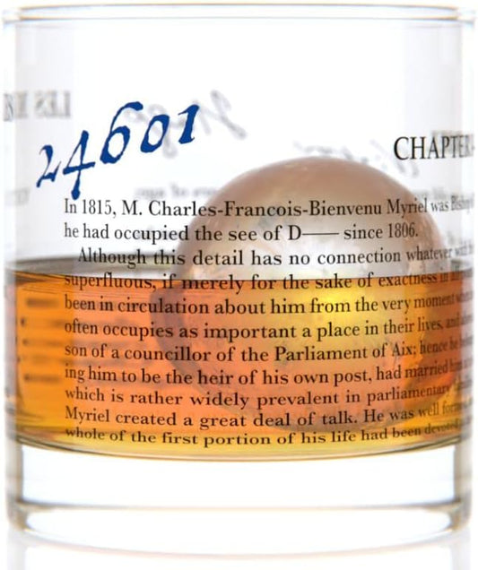 Well Told Classic Literature Rocks Glass - Les Misérables - Old Fashioned Whiskey Glass Gift for Book Lovers (11 oz)