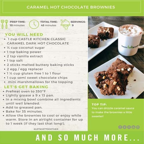 Castle Kitchen Caramel Dark Hot Chocolate - Premium Plant Based, Dairy Free, Gluten-Free, Vegan Hot Coca Mix - Just Add Water - 14 oz