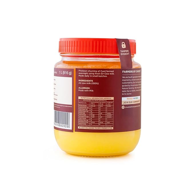 A2 Ghee Butter Organic Grass Fed from Gir Cow | Gut Friendly | Healthy Butter Alternative | Non-GMO, Lactose-Free, Keto Friendly ??2lb from Two Brothers Organic Farms