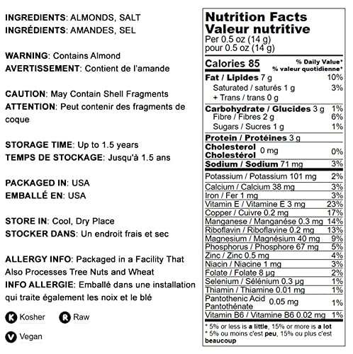 Food to Live Dry Roasted California Almonds with Himalayan Salt, 2 Pounds Oven Roasted, Lightly Salted Nuts, No Oil Added, Vegan, Kosher, Bulk. High in Protein and Essential Fatty Acids. Great Snack