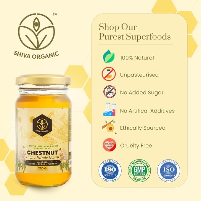 Shiva Organic Chestnut Honey 250g- High Altitude Himalayan Pure and Natural Honey