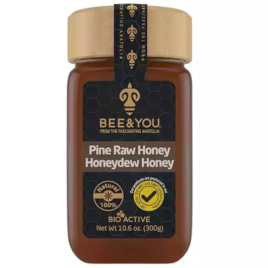 BEE and YOU Pine Raw Honey, Honeydew Honey, Wild-crafted, 100% Natural, Unprocessed, Enzymes, Antioxidants, Manuka Honey Alternative, Paleo, Gluten-Free (10.6 oz)