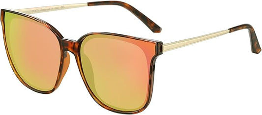 DUCO Oversized Polarized Sunglasses Womens Trendy Mirrored Shades Retro Round Vintage Light Weight UV400 Sun Glasses W016