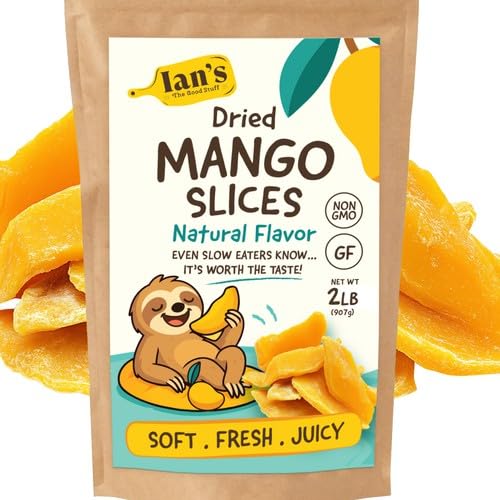 IAN's Premium Dried Mango Slices (2lbs) - Dry Mango Chunks - Healthy Dried Fruit Snacks for Adults & Kids - Dehydrated Mangoes Bulk