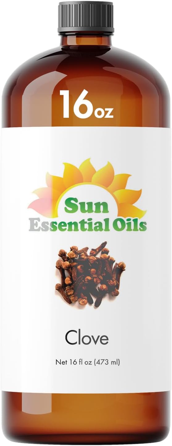Sun Essential Oils ??16 oz Clove Essential Oil with Dropper for Diffuser, Skin, Aromatherapy Massage, Humidifier, Spicy Scent for Candle, Lotion & Soap Making, Room Fragrance