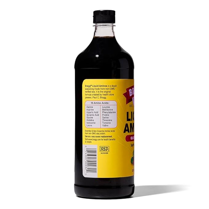 Bragg Liquid Aminos All-Purpose Seasoning - 32 fl oz - Gluten-Free Soy Sauce Substitute - Perfect for Stir-Fries and Cooking at Home