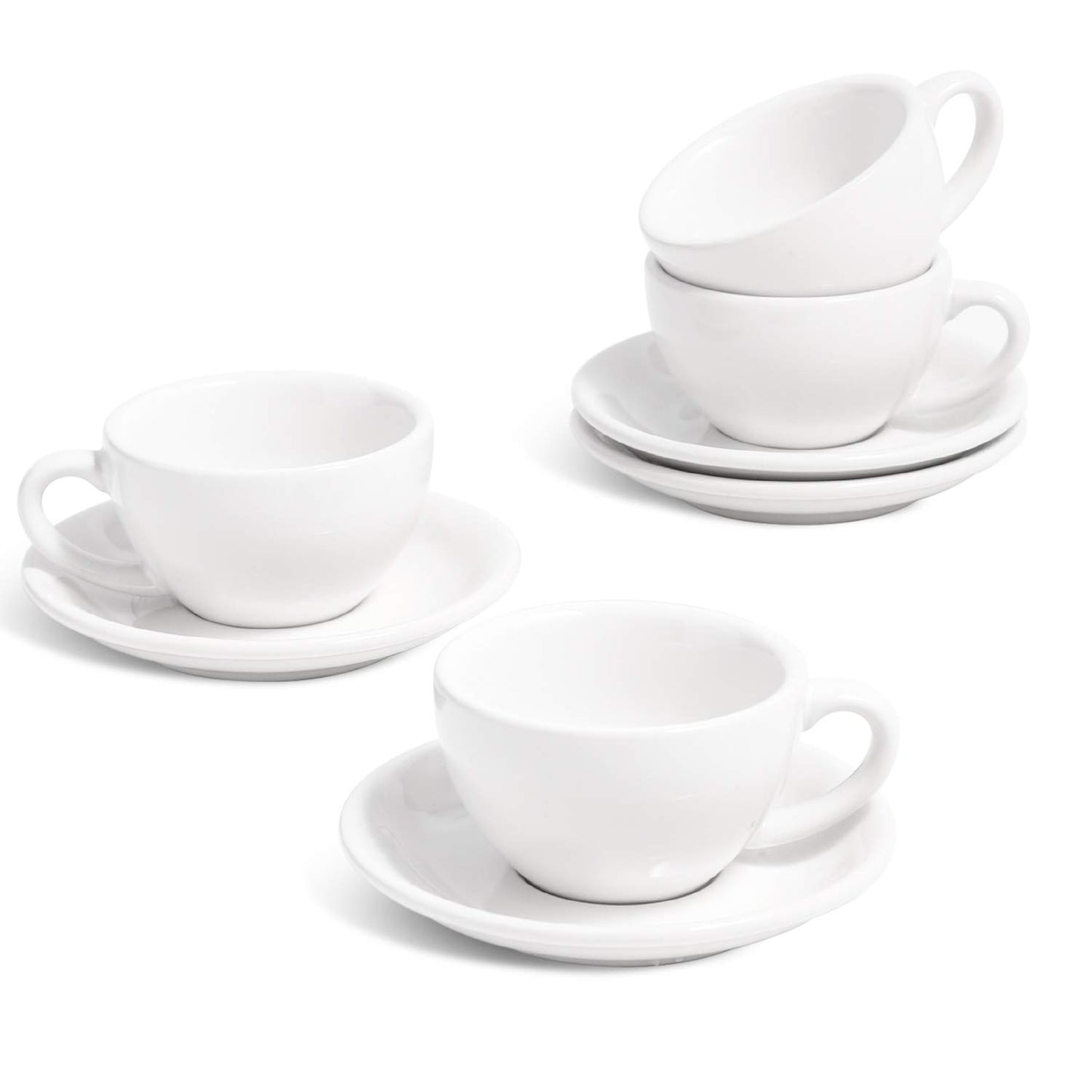LE TAUCI 3 oz Espresso Cups with Saucers, Set of 4 Ceramic Demitasse Cup and Saucer Set for Double