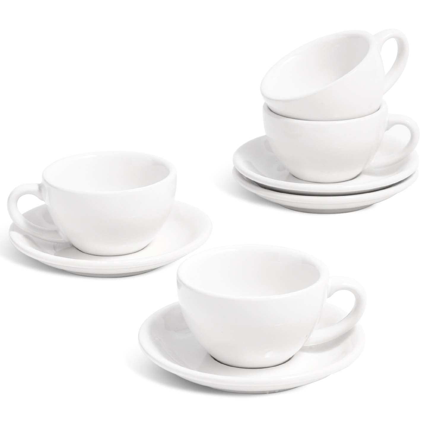 LE TAUCI 3 oz Espresso Cups with Saucers, Set of 4 Ceramic Demitasse Cup and Saucer Set for Double