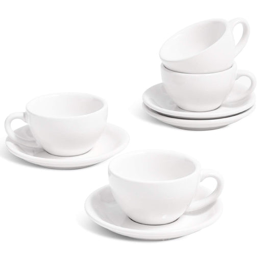 LE TAUCI 3 oz Espresso Cups with Saucers, Set of 4 Ceramic Demitasse Cup and Saucer Set for Double