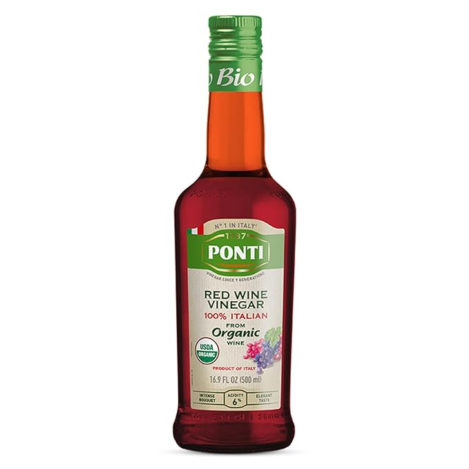 1787 PONTI Organic 100% Italian Red Wine Vinegar - Balanced Acidity and Harmonious Bouquets - Delicious with all Types of Salads, Seafood and Dark Meats - A Wonderful Addition to Baked Dishes - 16.9 Fl.Oz