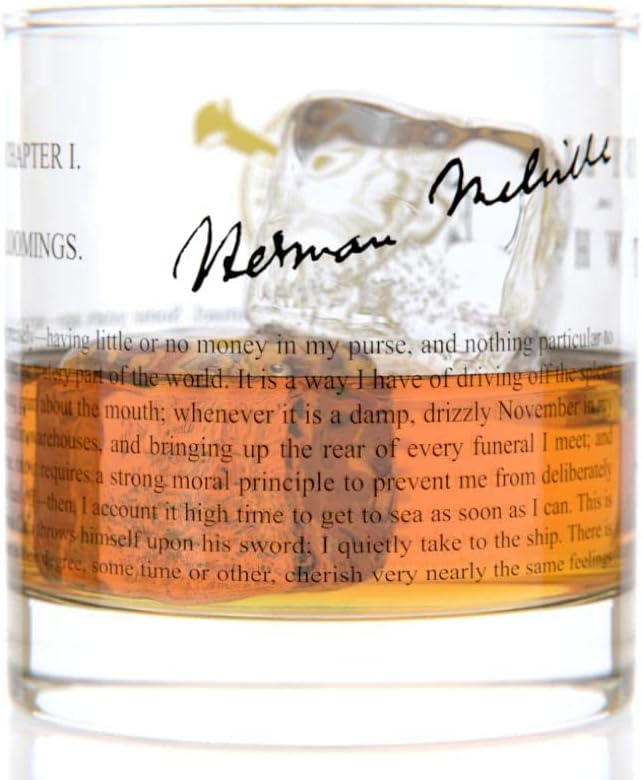 Well Told Classic Literature Rocks Glass - Moby-Dick by Herman Melville - Old Fashioned Whiskey Glass Gift for Book Lovers (11 oz)