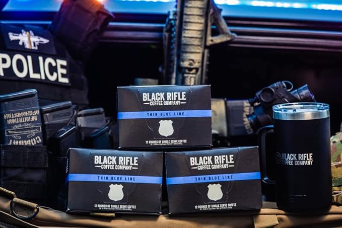 Black Rifle Coffee Company Medium Roast K Cups - Single Serve K Cups Coffee Pods - Kcup Pods Compatible with Keurig 1.0 & 2.0 - Made from Pure Arabica Beans (Thin Blue Line, 12 Count)