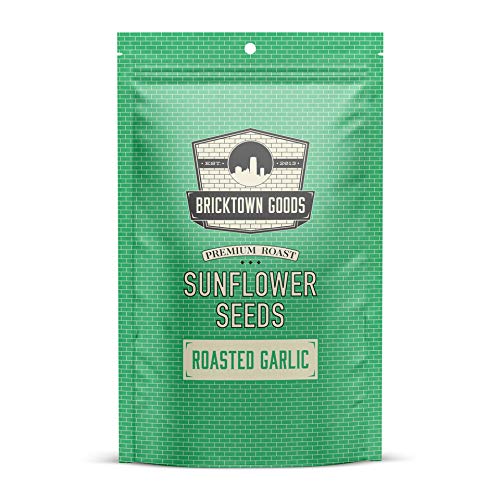 Bricktown Goods Roasted Garlic Flavored Sunflower Seeds - Boldly Seasoned and Roasted In-Shell Sunflower Seeds - 8 oz Total