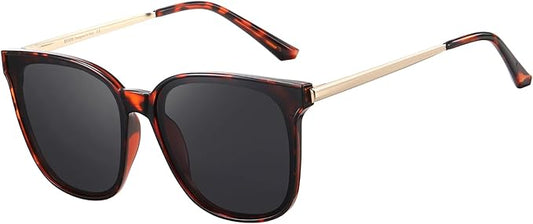 DUCO Oversized Polarized Sunglasses Womens Trendy Mirrored Shades Retro Round Vintage Light Weight UV400 Sun Glasses W016