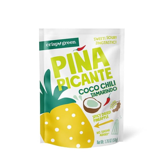 Crispy Green Pi챰a Picante, Coconut Chili Tamarindo Dried Pineapple, Healthy Real Fruit Snacks, 1.76 Ounce, 12 Single Serve Bags