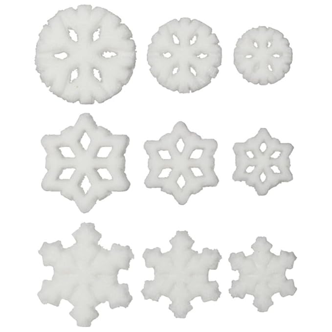 White Snowflake Assortment Edible Sugar Cake Toppers, 24 Count