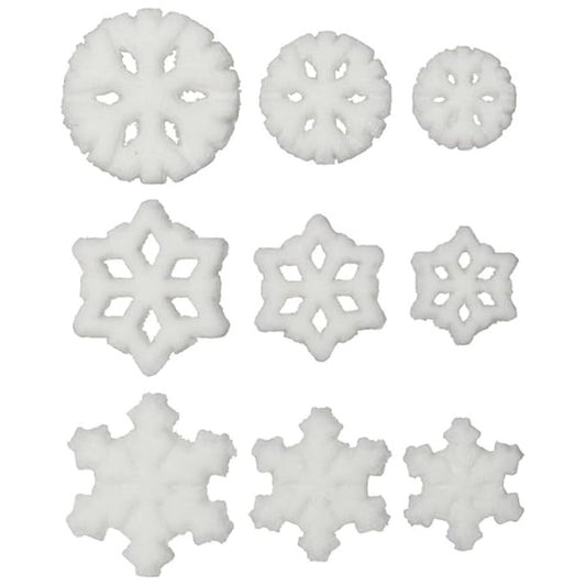 White Snowflake Assortment Edible Sugar Cake Toppers, 24 Count