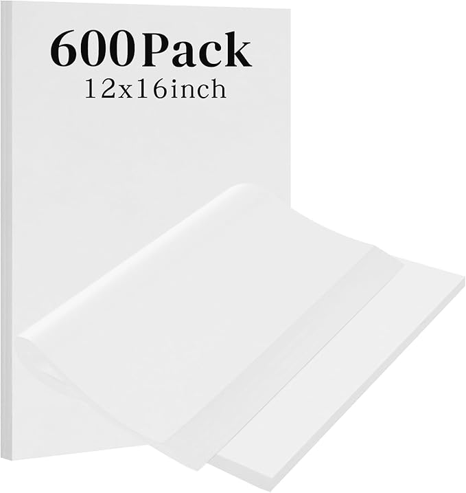 600Pcs Parchment Paper Sheets for Baking, 12 x 16 Inch, White, Non-Stick Precut Half Sheet Parchment Paper for Baking, Cooking, Air Fryer, Oven