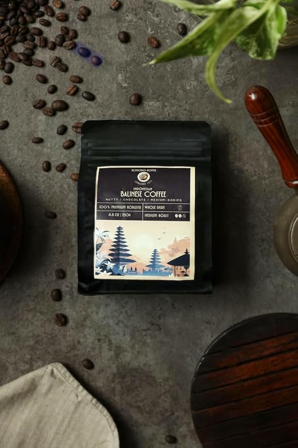 Komodo Koffee Organic Balinese Specialty Coffee sourced from Bali, Indonesia - Whole bean - Medium Roast 8.8oz (250g)