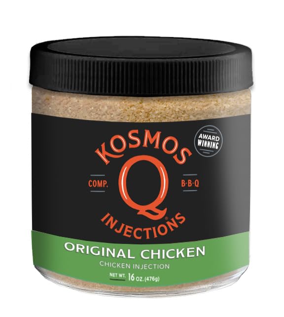 Kosmos Q Original BBQ Chicken Injection, BBQ Marinade Seasoning for Whole Chicken, Smoked Wings & Roasted Meats, Award-Winning Competition Blend, Moisture-Retaining Formula, 16 Oz Jar