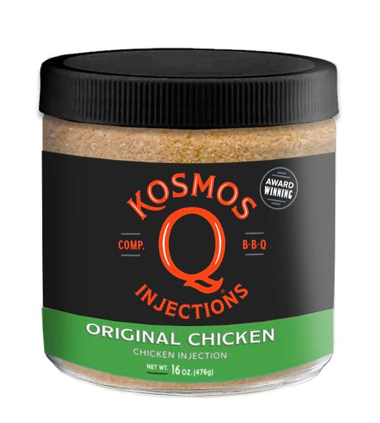 Kosmos Q Original BBQ Chicken Injection, BBQ Marinade Seasoning for Whole Chicken, Smoked Wings & Roasted Meats, Award-Winning Competition Blend, Moisture-Retaining Formula, 16 Oz Jar