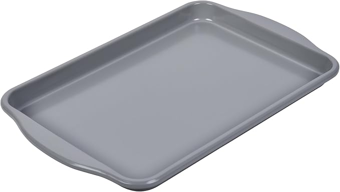 13-Inch Baking Sheet Pan Non-Stick Carbon Steel Rimmed Naturally Slick Ceramic Coating Cookie Sheet Pan for Oven Roasting Meat Bread Battenberg Pastries 15.1" x 9.6"