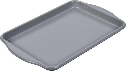 13-Inch Baking Sheet Pan Non-Stick Carbon Steel Rimmed Naturally Slick Ceramic Coating Cookie Sheet Pan for Oven Roasting Meat Bread Battenberg Pastries 15.1" x 9.6"