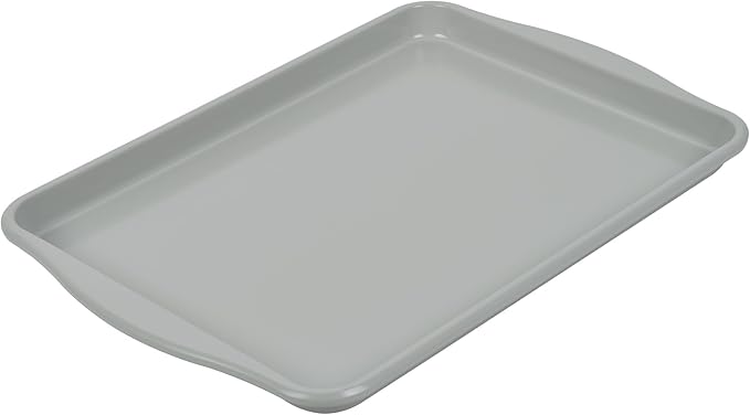 15-Inch Baking Sheet Pan, Non-Stick Carbon Steel Naturally Slick Ceramic Coating Rimmed Cookie Sheet Pan for Oven Roasting Meat Bread Jelly Roll - 17.1" x 11.7"