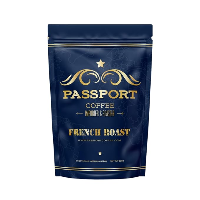 Passport Coffee French Roast ??Central & South American Blend of dark roast coffee, with flavor notes of bold rich bittersweet chocolate. Premium whole bean coffee, 12oz Bag