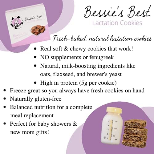 Bessie?셲 Best Lactation Cookies | Lactation Support | Oatmeal Peanut Butter Chocolate Chip | Increase Milk Supply | Breastmilk Boosting Cookies | Breastfeeding Snacks | 3 Dozen