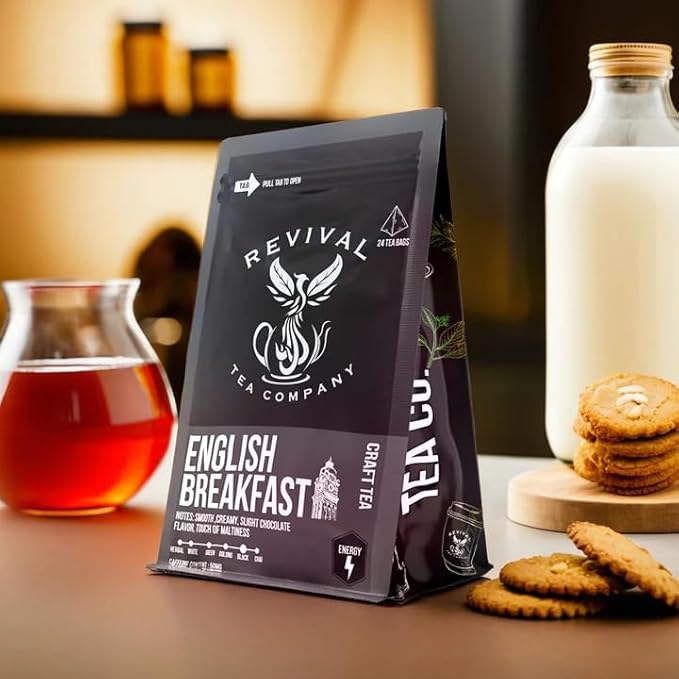 Revival Tea Company English Breakfast Tea - Traditional Black Tea Blend made of Assam, Ceylon, Kenyan, and Keemun - Loose Leaf 6 Ounces