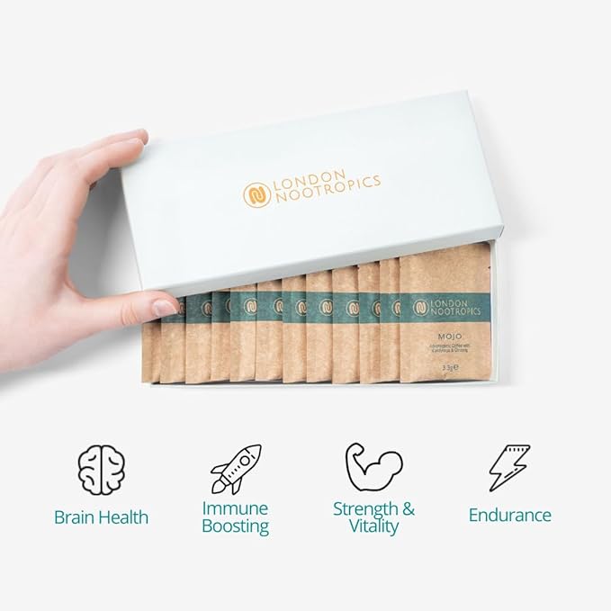 London Nootropics - Mojo - Adaptogenic Mushroom Coffee with Cordyceps & Siberian Ginseng - 12 Sachets
