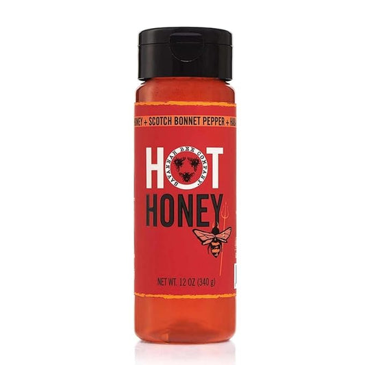 Savannah Bee Company Hot Honey Gluten Free and 100% Pure Honey Infused with Sweet Wildflower- Heat from Scotch Bonnet and Habanero Peppers 12 oz Squeeze Bottle