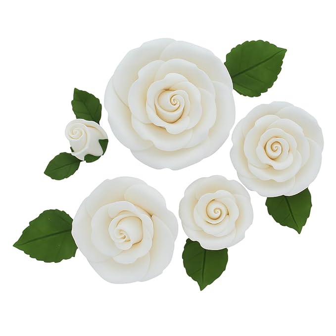 Global Sugar Art Exquisite Edble Rose & Leaf Sugar Cake Flowers Tray White, Unwired by Chef Alan Tetreault