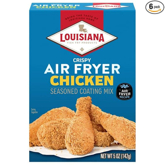 Louisiana Fish Fry, Air Fryer Chicken Coating Mix, 5 oz (Pack of 6) Each Box Coats 2 lbs of Chicken - Easy to Cook Air Fried Chicken - Crispy Texture, Delicious Flavor