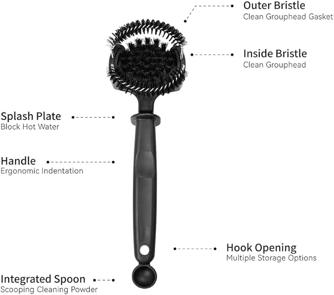 watchget Espresso Coffee Machine Cleaning Brush Espresso Group Head Cleaning Brush Detachable 360째Nylon Bristles Espresso Machine Cleaning Tool V2 58mm