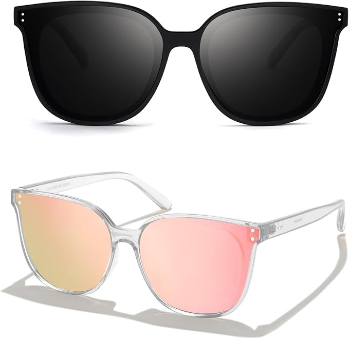 LVIOE Oversized Polarized Sunglasses for Women Trendy Large Cat Eye UV Protection Shade LS1627s