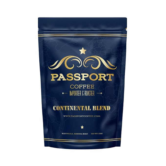 Passport Coffee Continental Blend ??Medium roast blend. Flavor notes of rich chocolate, smooth caramel, floral & citrus. Premium whole bean coffee from iconic regions, 12oz Bag