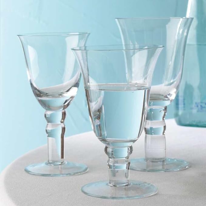 Vietri Puccinelli Iced Tea Glass 6.25" H, 12 oz Crystal Clear Stemmed Glassware, Water Goblet Stemware