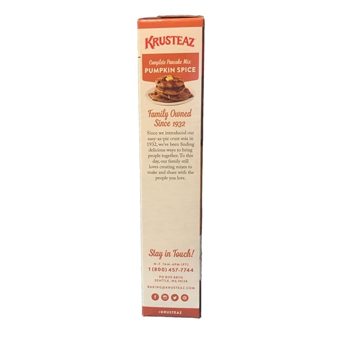 Krusteaz Baking Mix, Pumpkin Spice Complete Pancake Mix, Light & Fluffy, Made with Real Pumpkin & No Artificial Flavors or Preservatives, 16 OZ Box (Pack of 2)