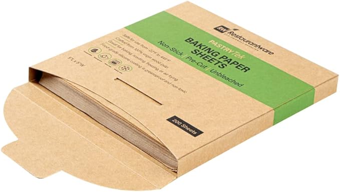 Restaurantware Pastry Tek 5 x 5 Inch Parchment Paper Sheets 1000 Greaseproof Baking Sheets For Oven - Pre-cut Double-Sided Silicone Coating Unbleached Paper Nonstick Baking Sheets Reusable