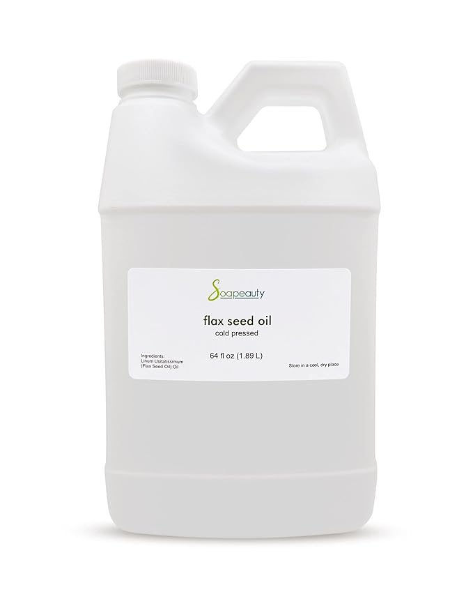 Soapeauty Flax Seed Oil Unrefined Cold Pressed 100% Pure and Natural | for Skin, Hair and DIY Recipes | Source of Omega-3 & ALA | 64 fl oz