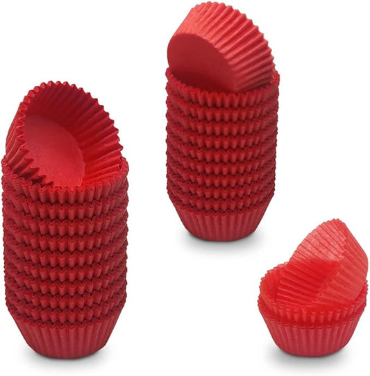 Red Mini Cupcake Liners Natural Greaseproof Paper Muffin Baking Cups, 500-Count