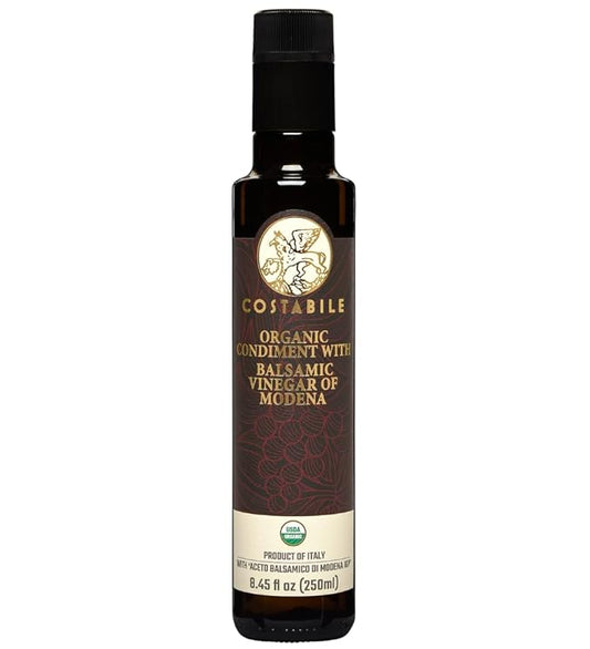 Costabile Modena Balsamic Vinegar Organic Barrel Aged ??Made in Italy, Rich Flavor, Natural Ingredients, Thick Texture, Gourmet Finish, Traditional Method - 8.45 Fl. Oz.