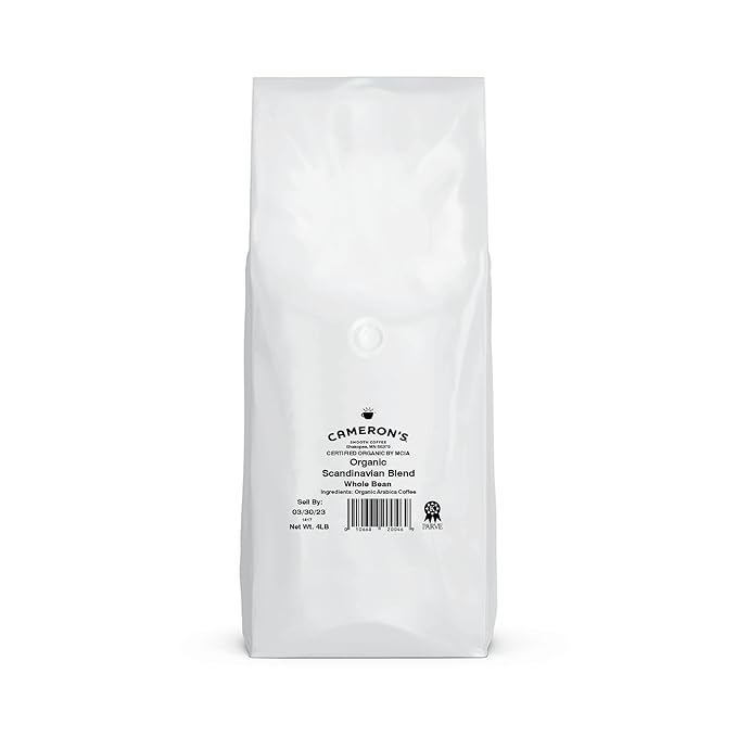Cameron's Coffee Roasted Whole Bean Coffee, Organic Scandinavian Blend, 4 Pound