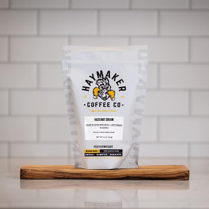 Haymaker Coffee, Hazelnut Cream, Ground, 12 Ounce, Roasted in USA