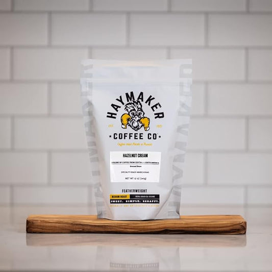 Haymaker Coffee, Hazelnut Cream, Ground, 12 Ounce, Roasted in USA